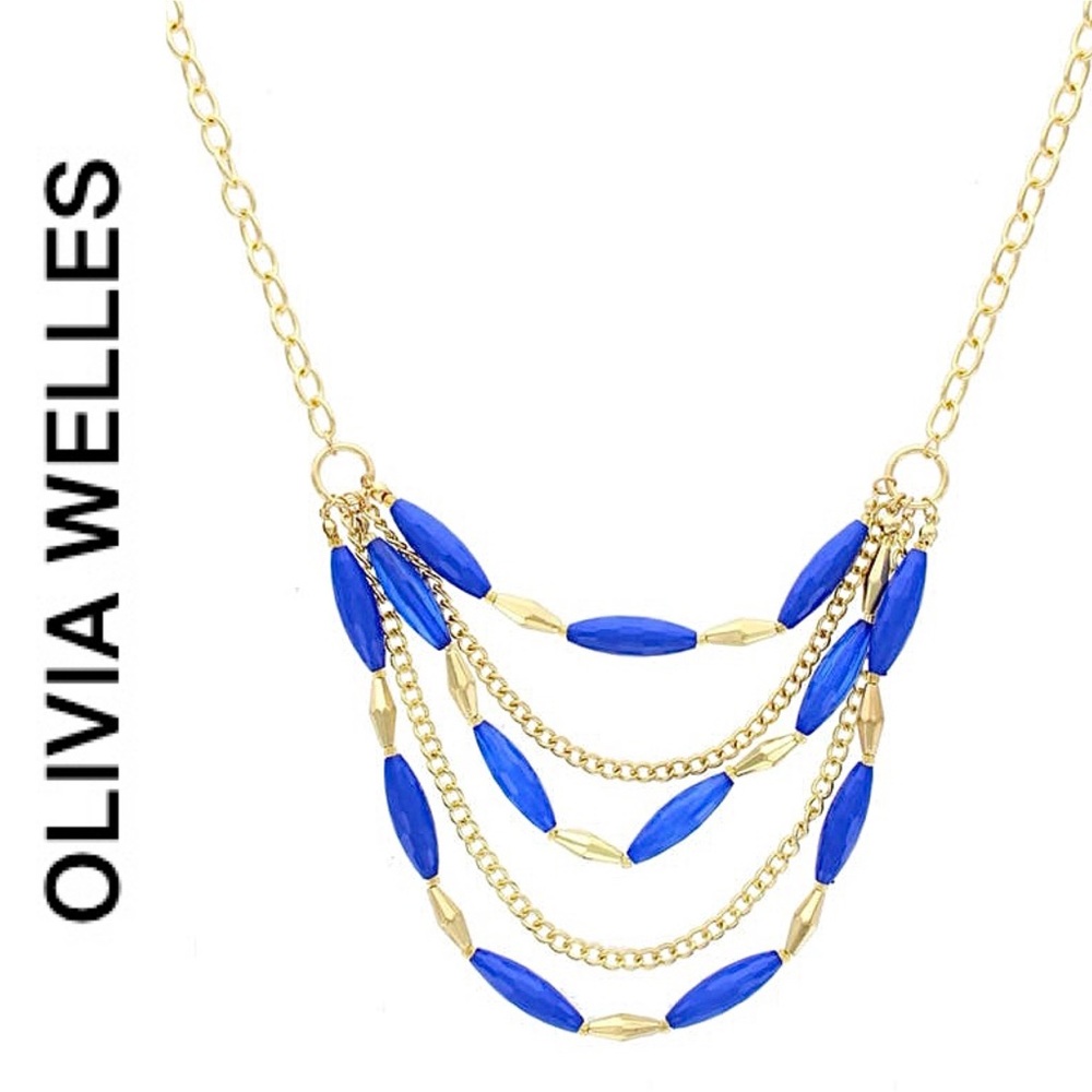 Olivia Welles 14K Gold Layered Necklace Plated Faceted Rondelle Resin
